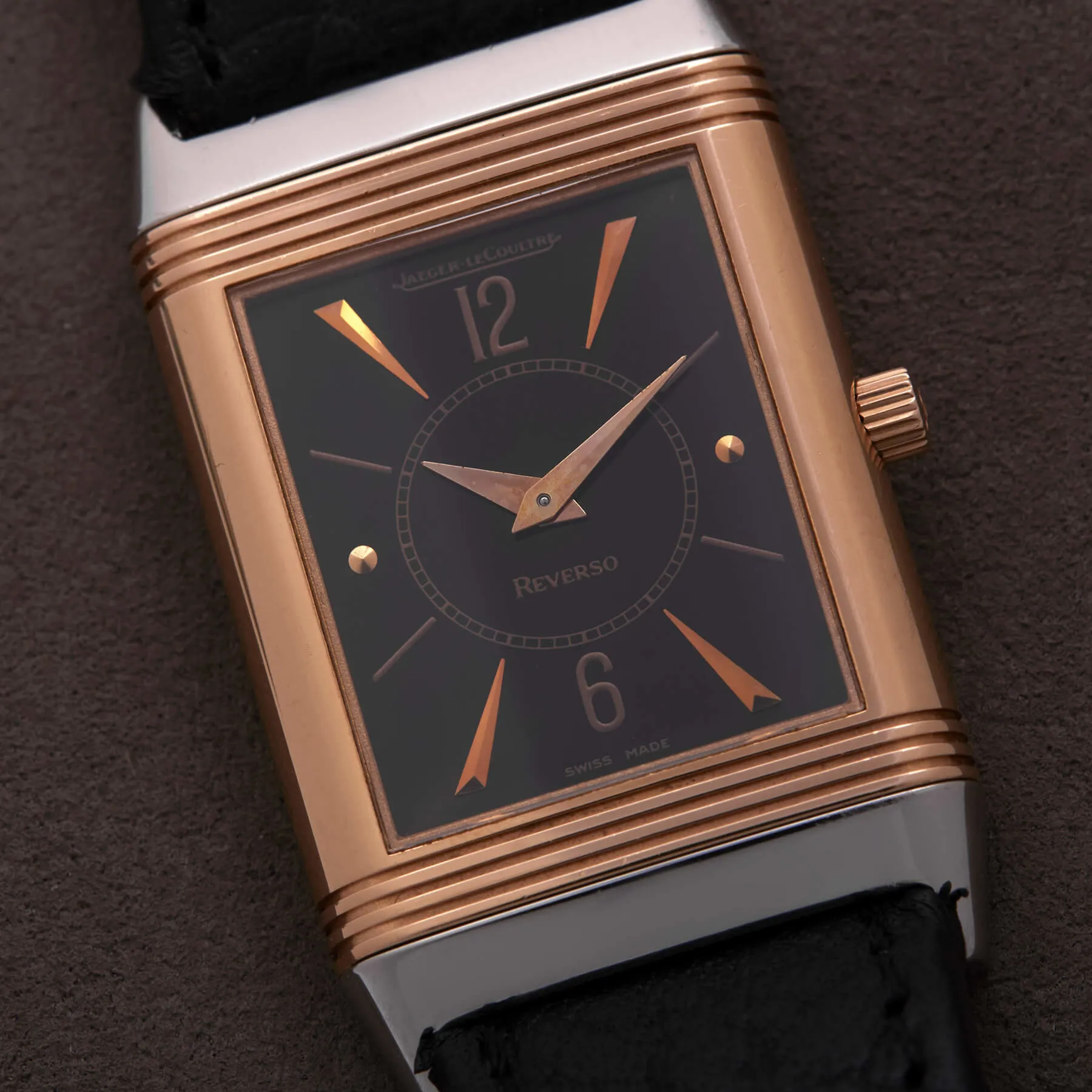 Jaeger-LeCoultre Reverso Classique 250.4.86 23mm Acciaio e oro rosa nero 6