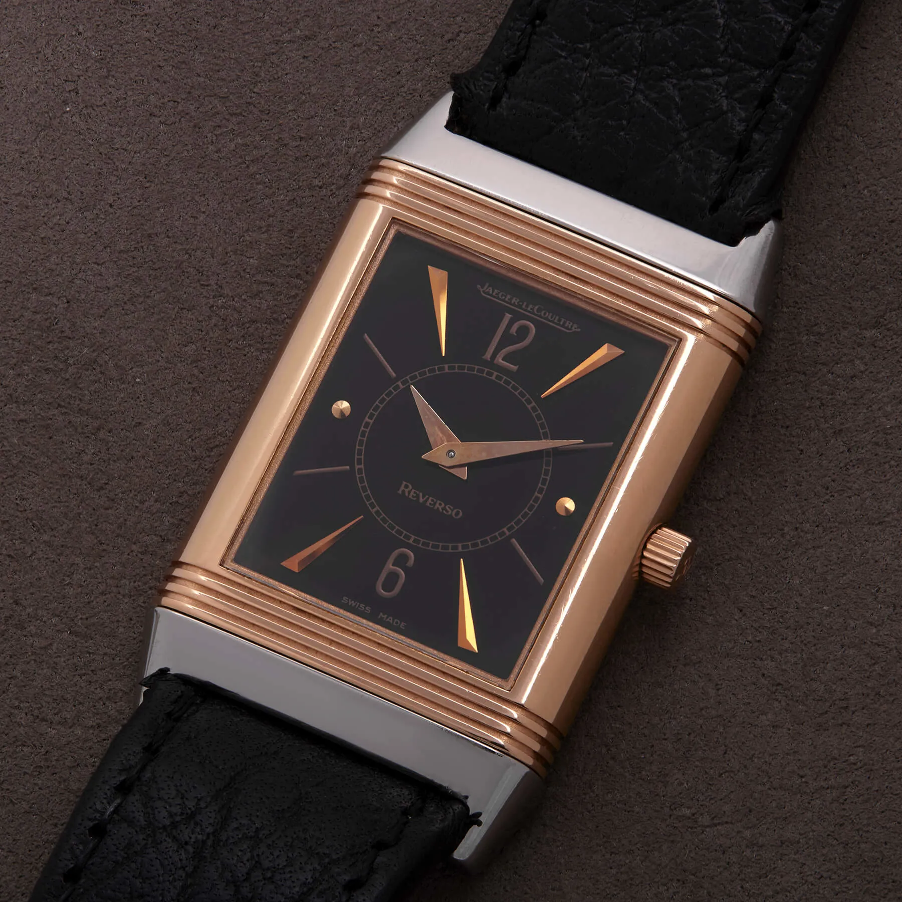 Jaeger-LeCoultre Reverso Classique 250.4.86 23mm Acciaio e oro rosa nero 7