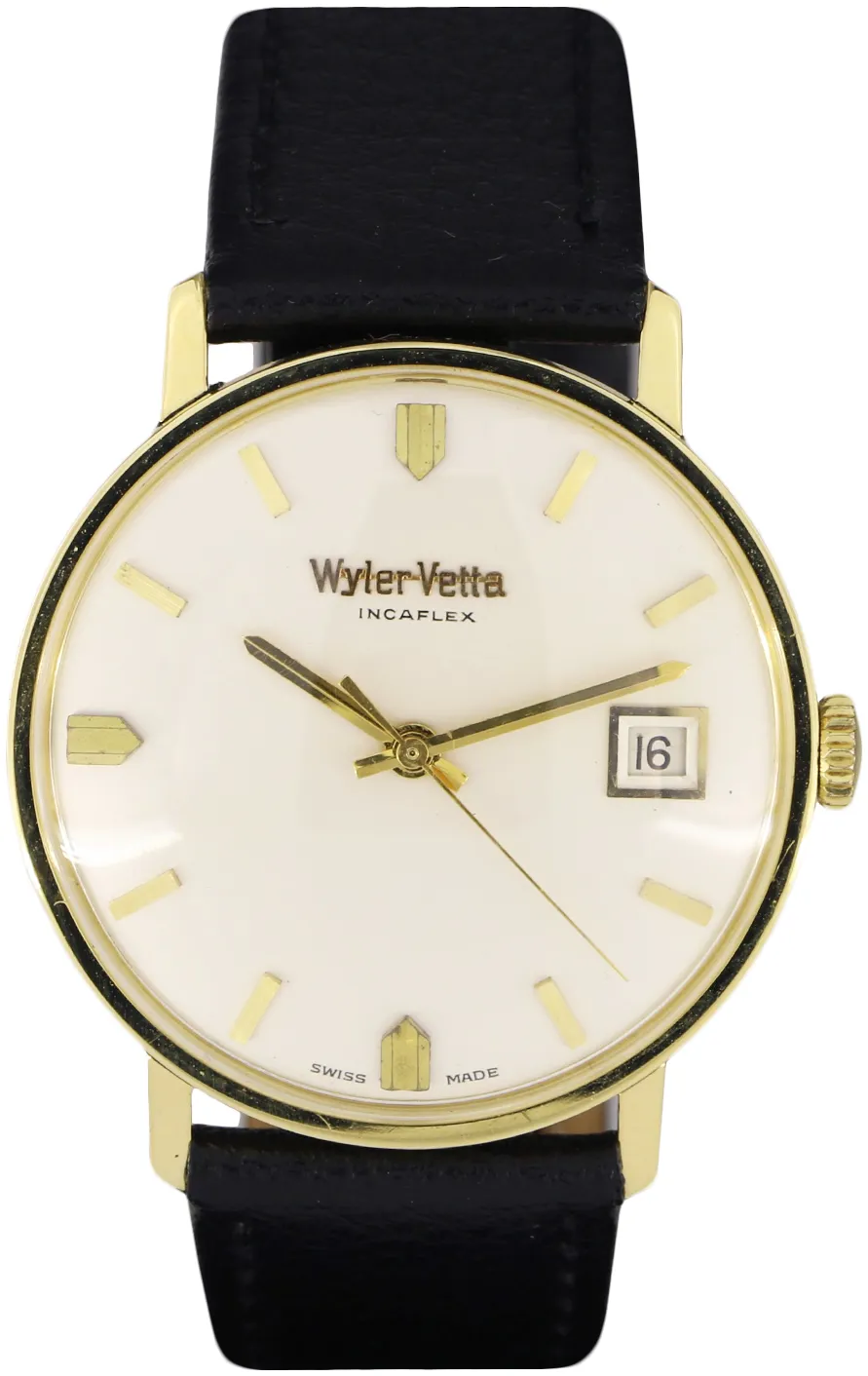 Wyler Vetta Incaflex 8502 34mm Oro 18 kt Bianco