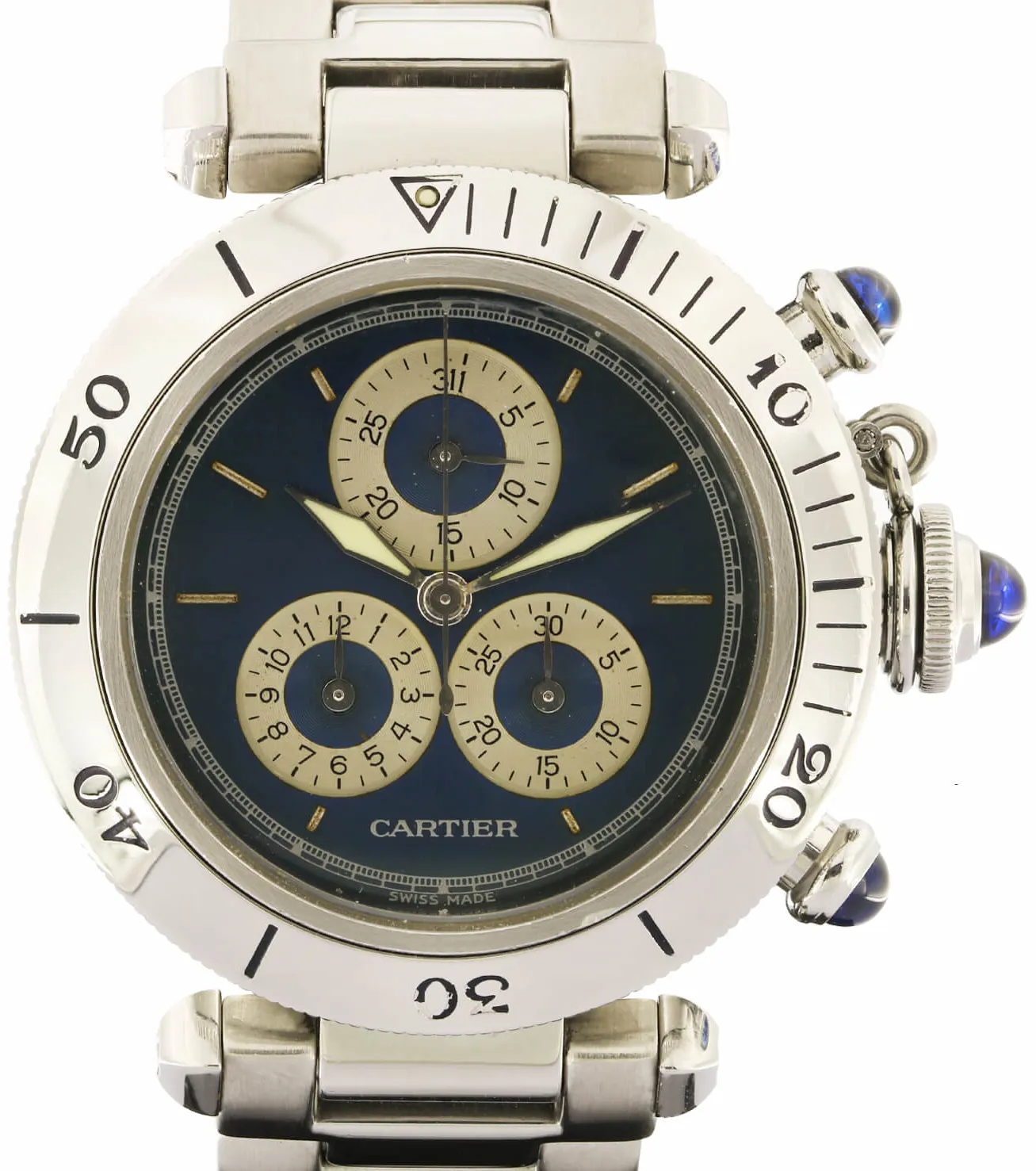 Cartier Pasha 1352 1 35mm Acciaio blu