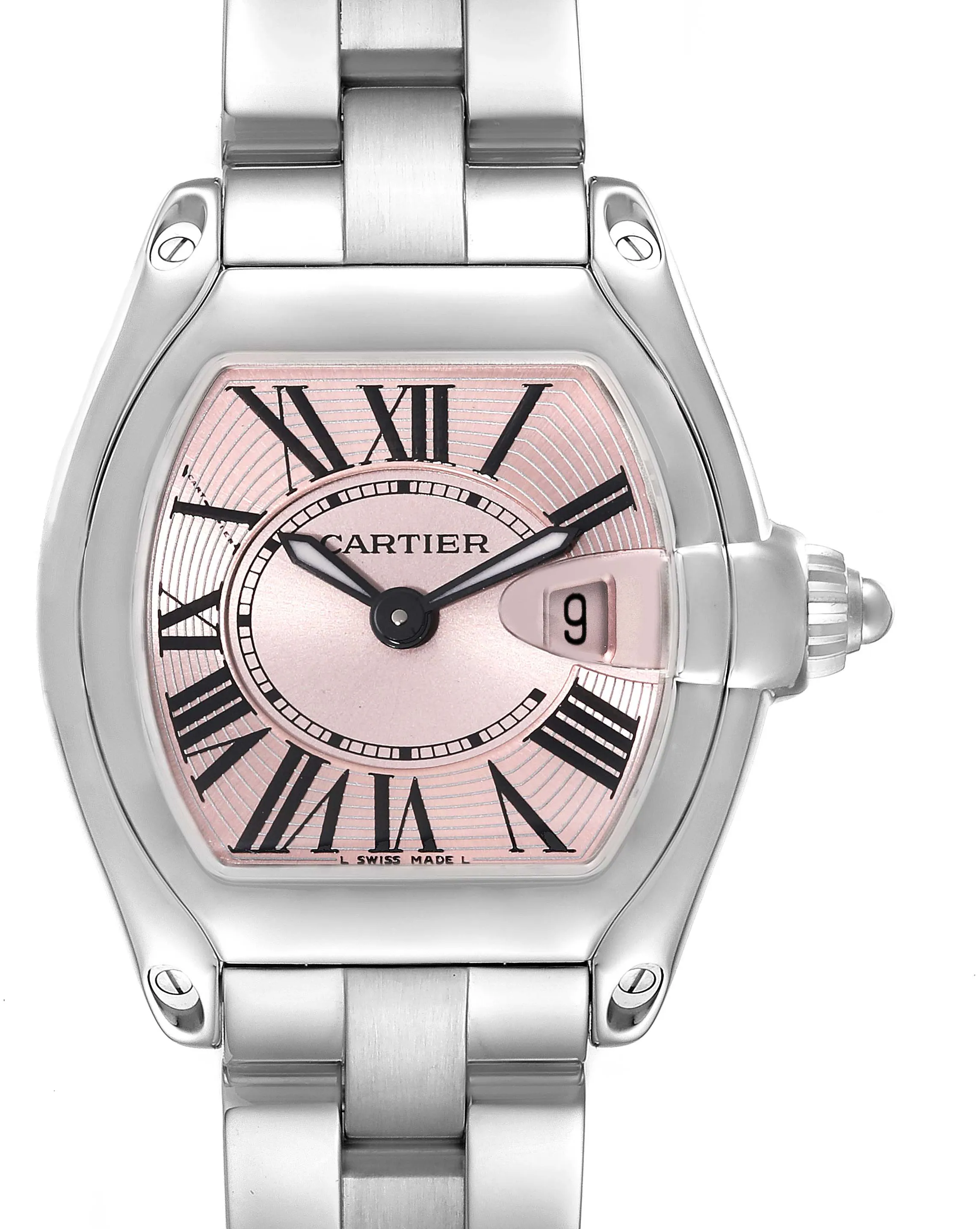 Cartier Roadster W62017V3 36mm Stainless steel Pink sunray effect