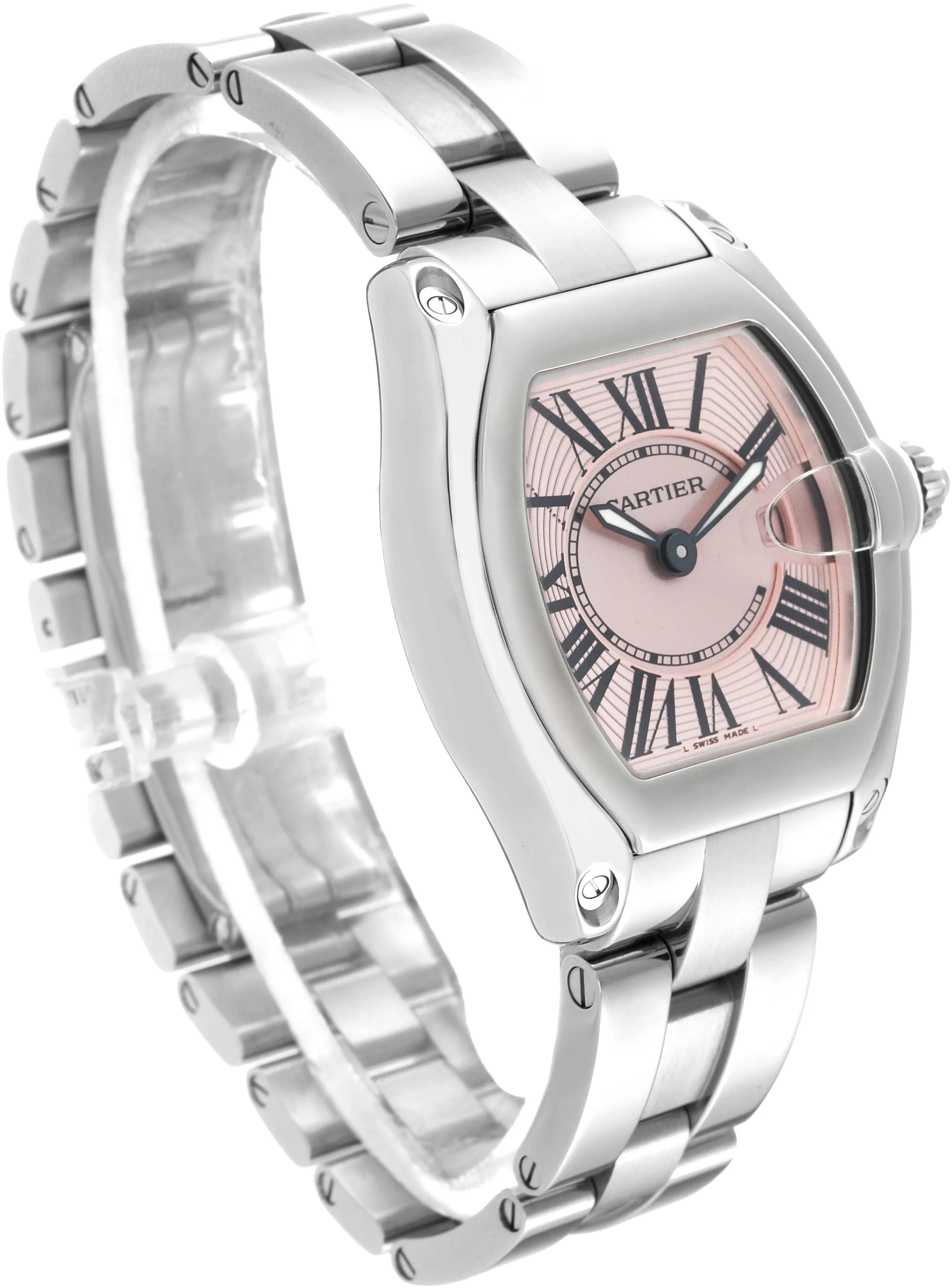 Cartier Roadster W62017V3 36mm Stainless steel Pink sunray effect 2