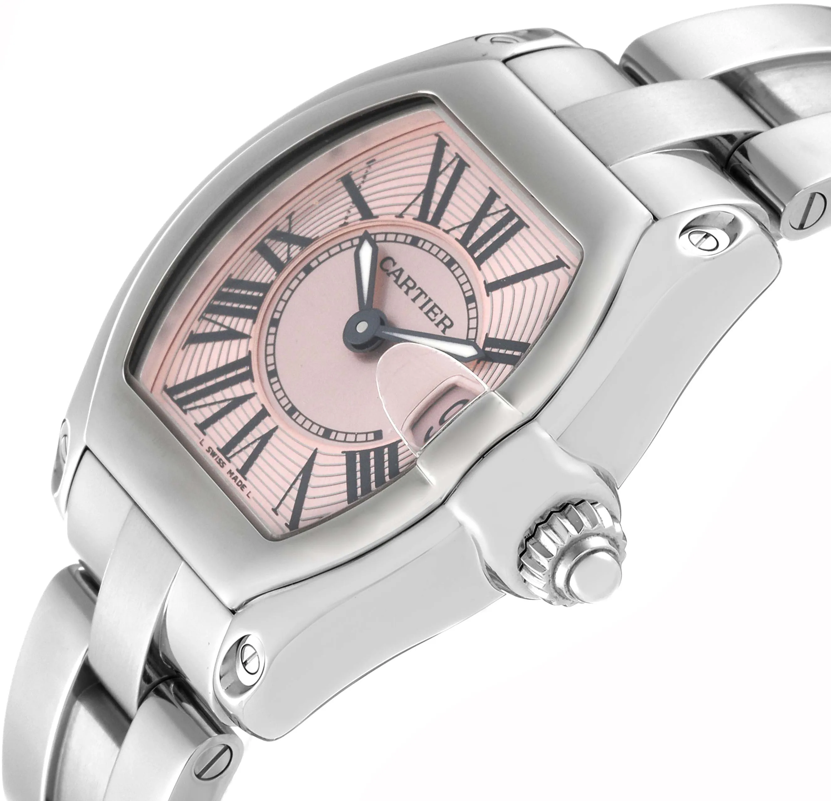 Cartier Roadster W62017V3 36mm Stainless steel Pink sunray effect 4