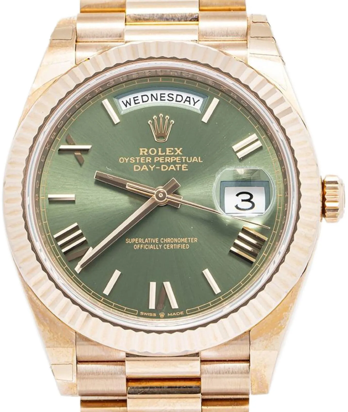 Rolex Day-Date 40 228235-0025 40mm Everose gold Green