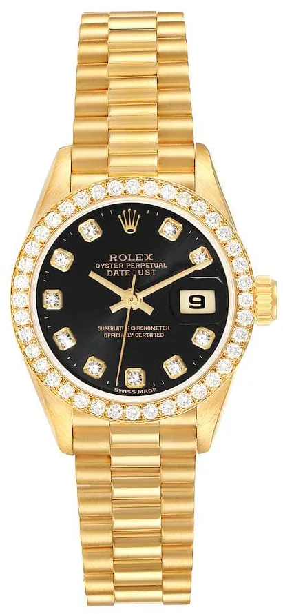 Rolex Lady-Datejust 69138 26mm Yellow gold Black