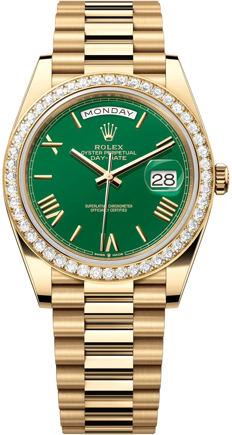 Rolex Day-Date 228348RBR-0040 40mm 18k yellow gold Green