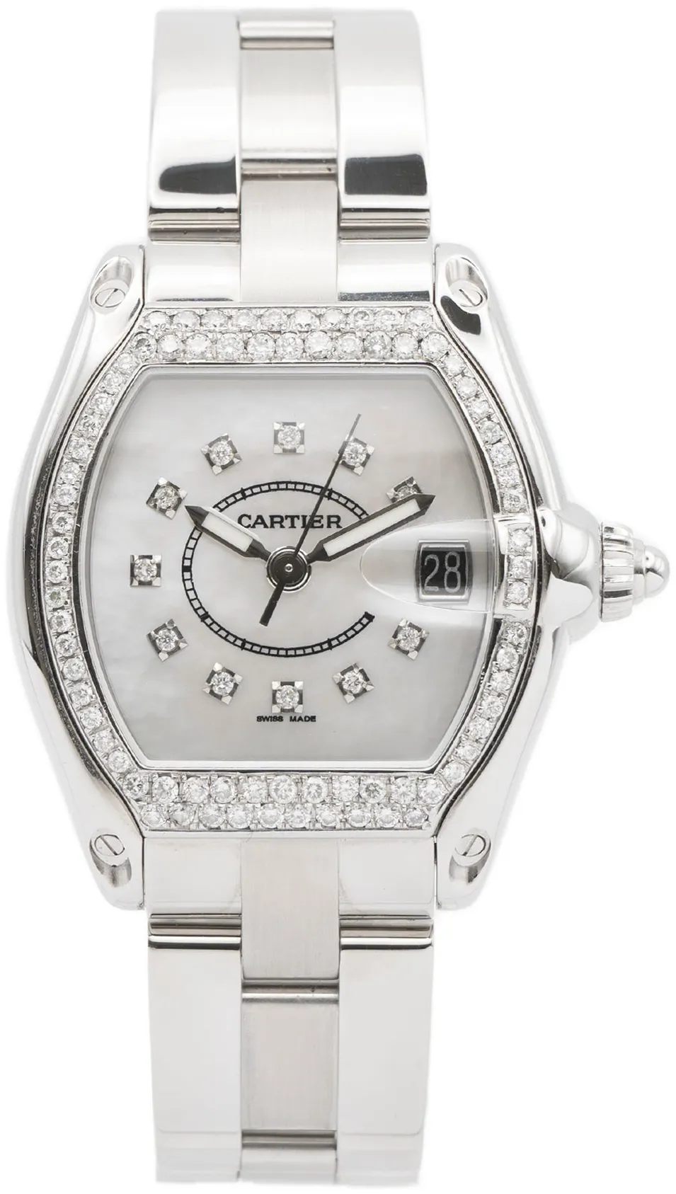 Cartier Roadster W62002V 37mm Stainless steel White and Diamond