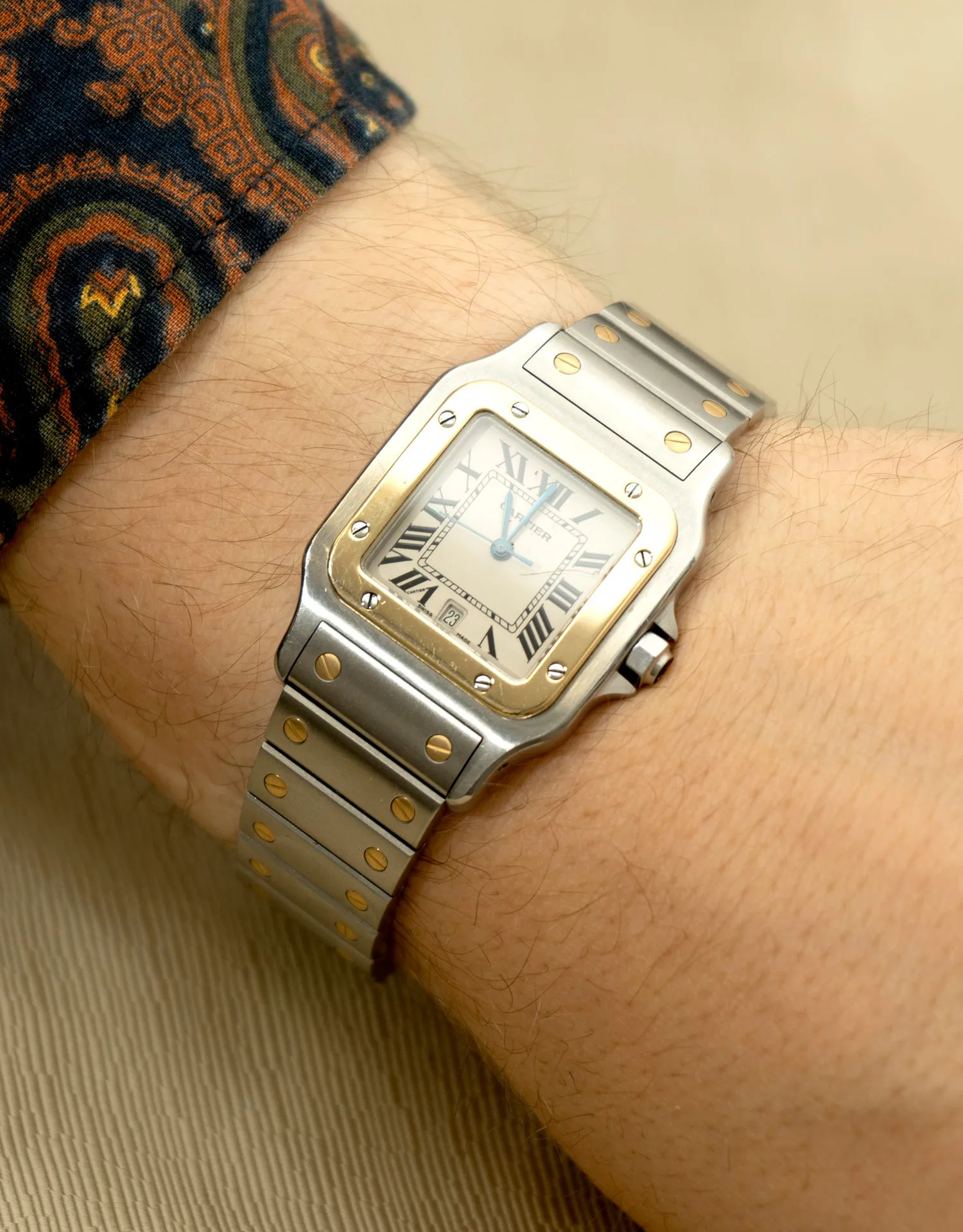 Cartier Santos W20011C4 28.5mm Yellow gold and Stainless steel White 3