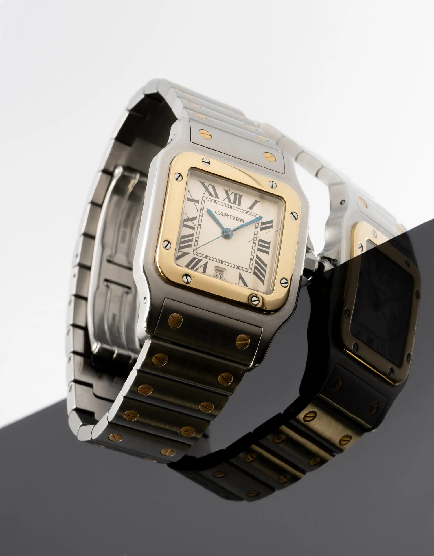 Cartier Santos W20011C4 28.5mm Yellow gold and Stainless steel White 4