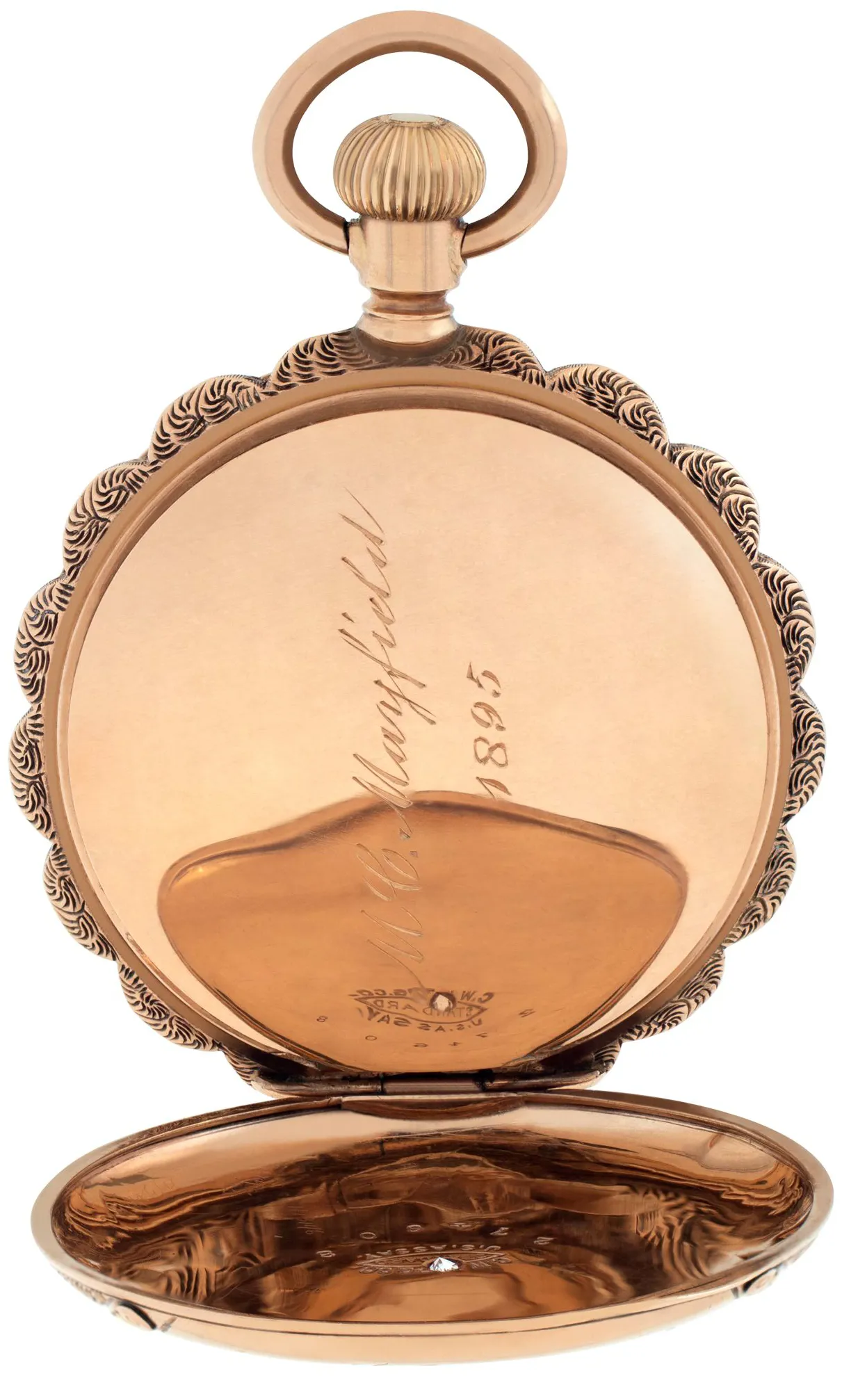 Elgin pocket watch 42mm Yellow gold White 4