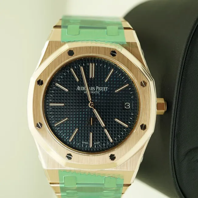 Audemars Piguet Royal Oak 15202OR.OO.1240OR.01 39mm Rose gold Blue