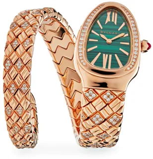 Bulgari Serpenti Spiga 103626 35mm Rose gold Green