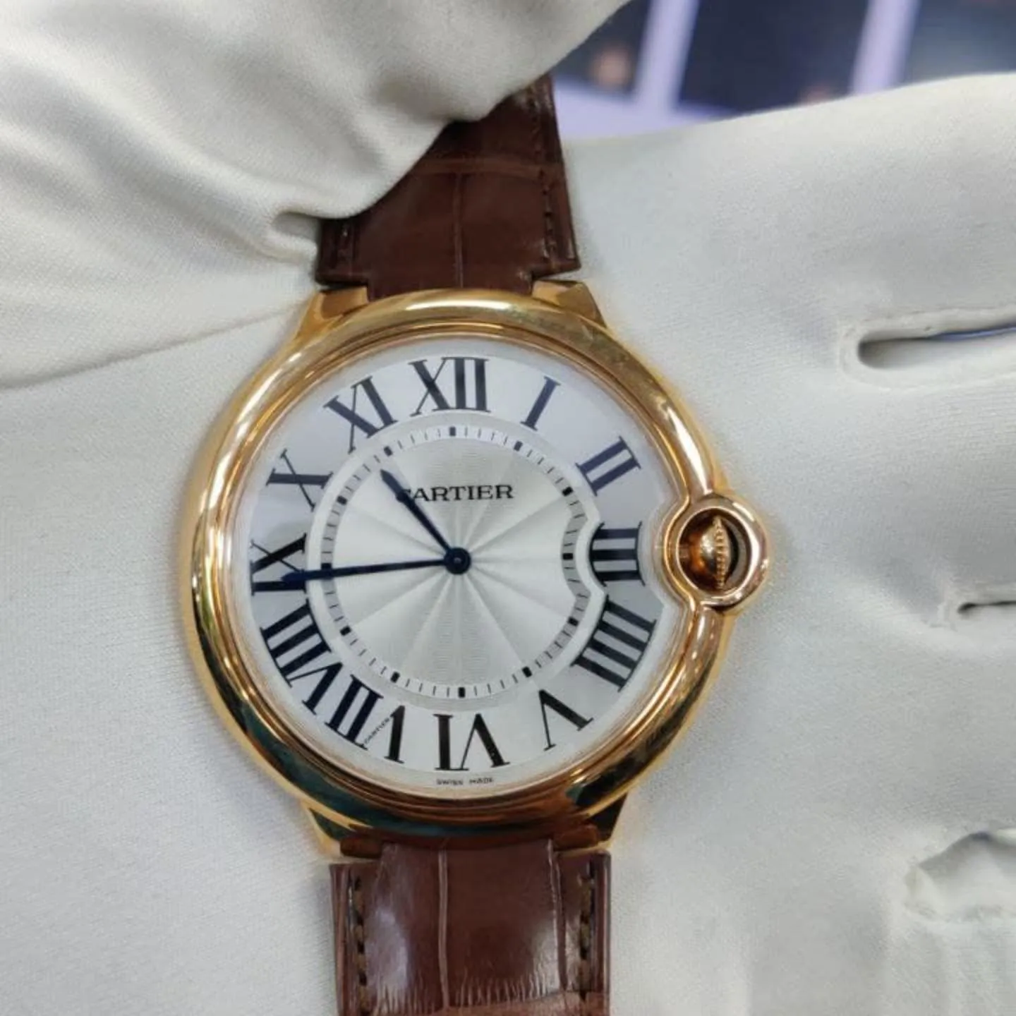 Cartier Ballon Bleu W6920054 46mm Rose gold Silver