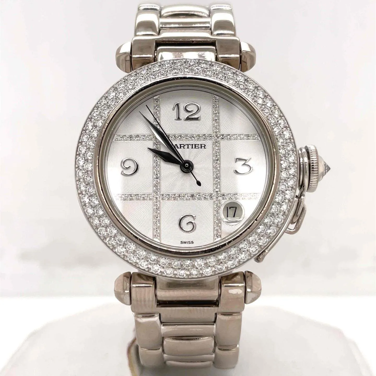 Cartier Pasha 2308 35mm White gold Silvered
