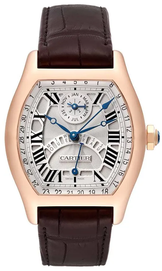 Cartier Tortue W1580045 45.5mm Rose gold Silver