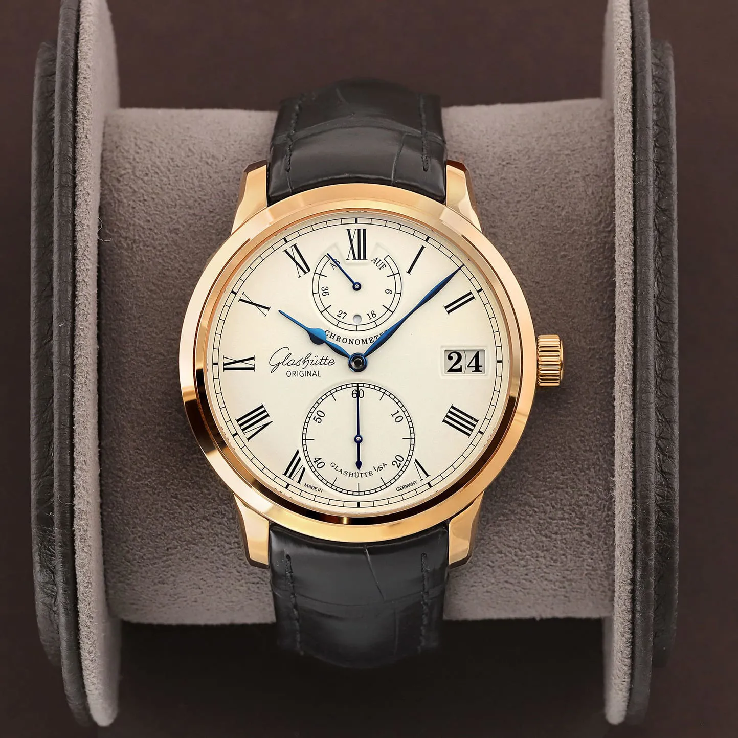 Glashütte Senator Chronometer 1-58-01-01-01-04 42mm Rose gold Silver