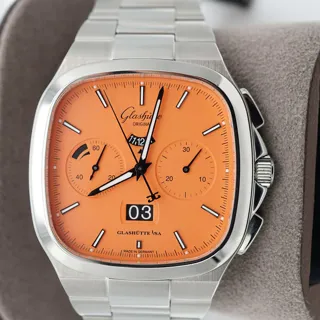 Glashütte Seventies Chronograph Panorama Date 1-37-02-11-02-70 Stainless steel Orange