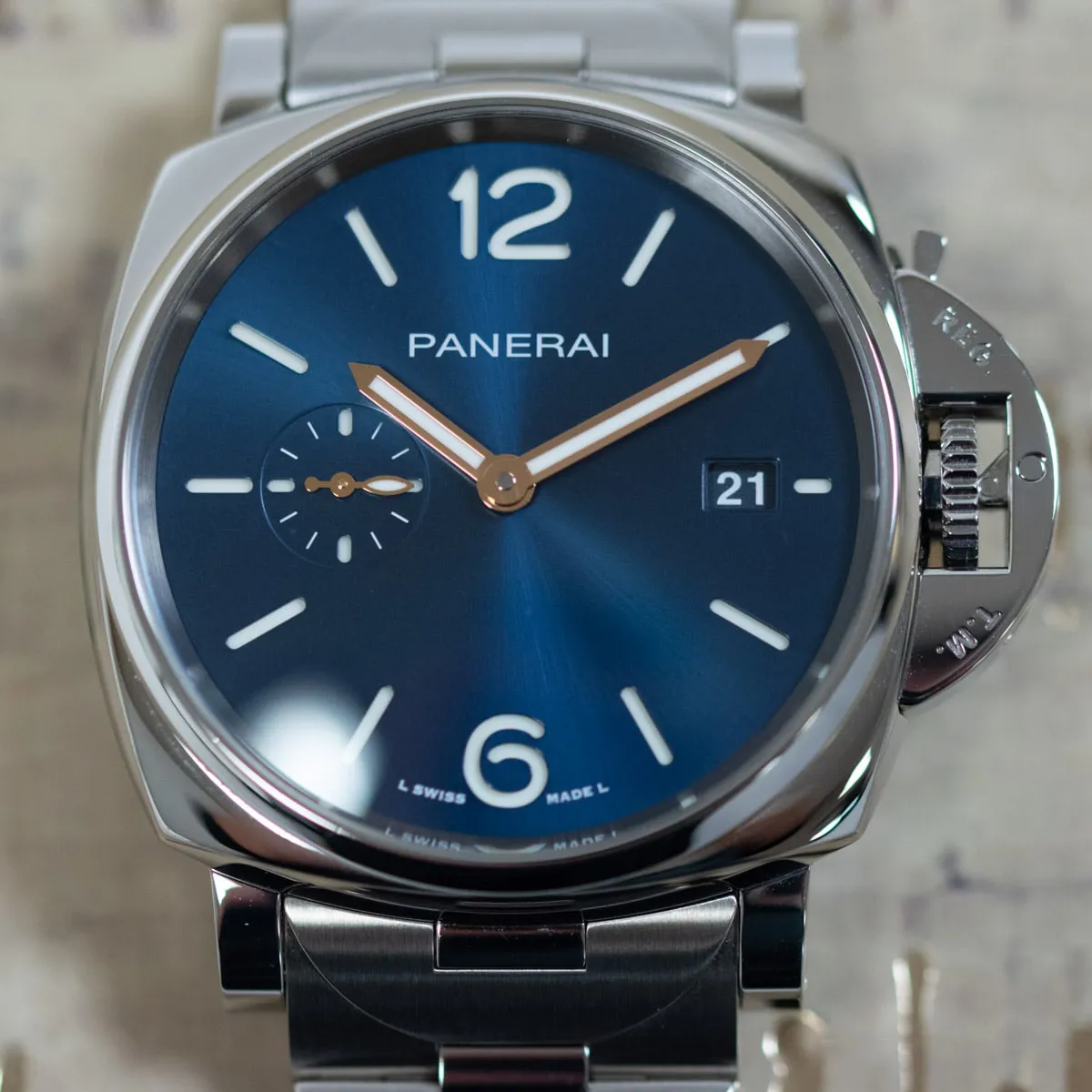 Panerai Luminor Marina PAM 01124 42mm Stainless steel Blue 2