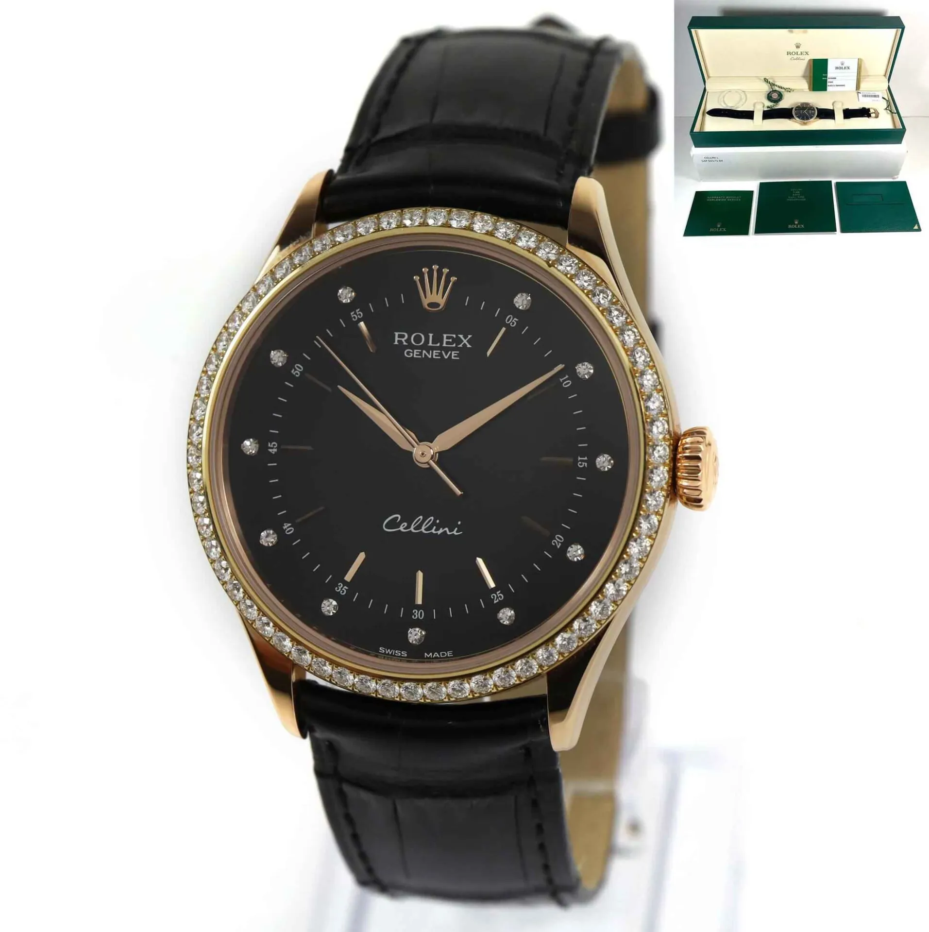 Rolex Cellini 50705RBR 39mm Rose gold Black