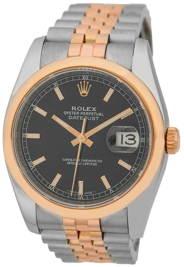 Rolex Datejust 36 116201-0075 36mm Rose gold Black