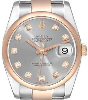 Rolex Datejust 36 116201-0080 Rose gold and Stainless steel Silver