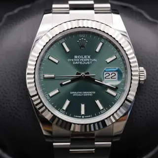 Rolex Datejust 126334-0027 White gold and Stainless steel Green