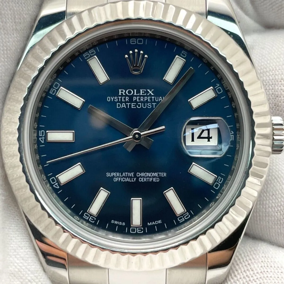 Rolex Datejust II 116334-0005 41mm White gold Blue