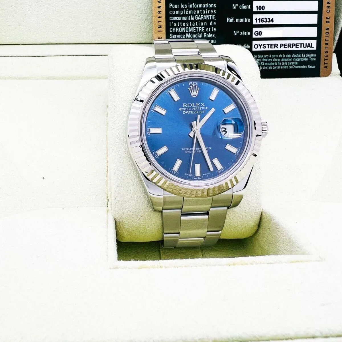 Rolex Datejust II 116334-0005 41mm White gold Blue