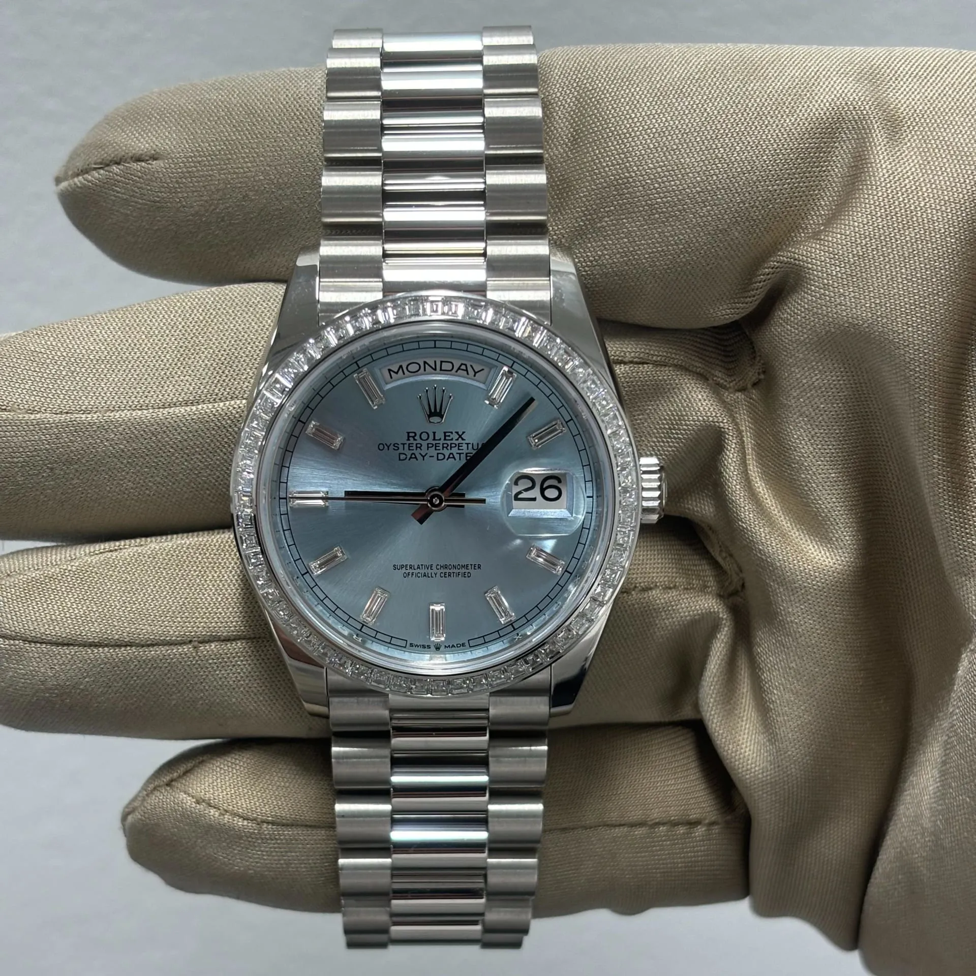 Rolex Day-Date 128396TBR-0003 36mm Platinum Blue