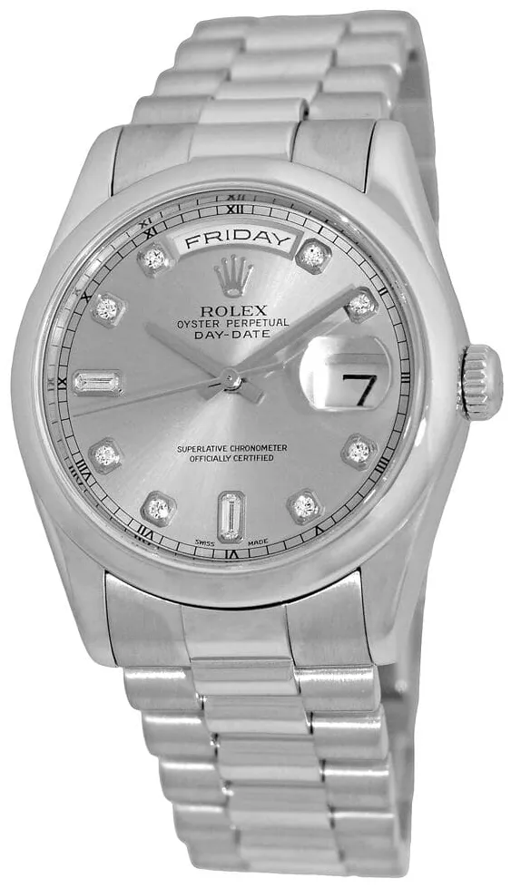 Rolex Day-Date 36 118206-0037 36mm Platinum Silver