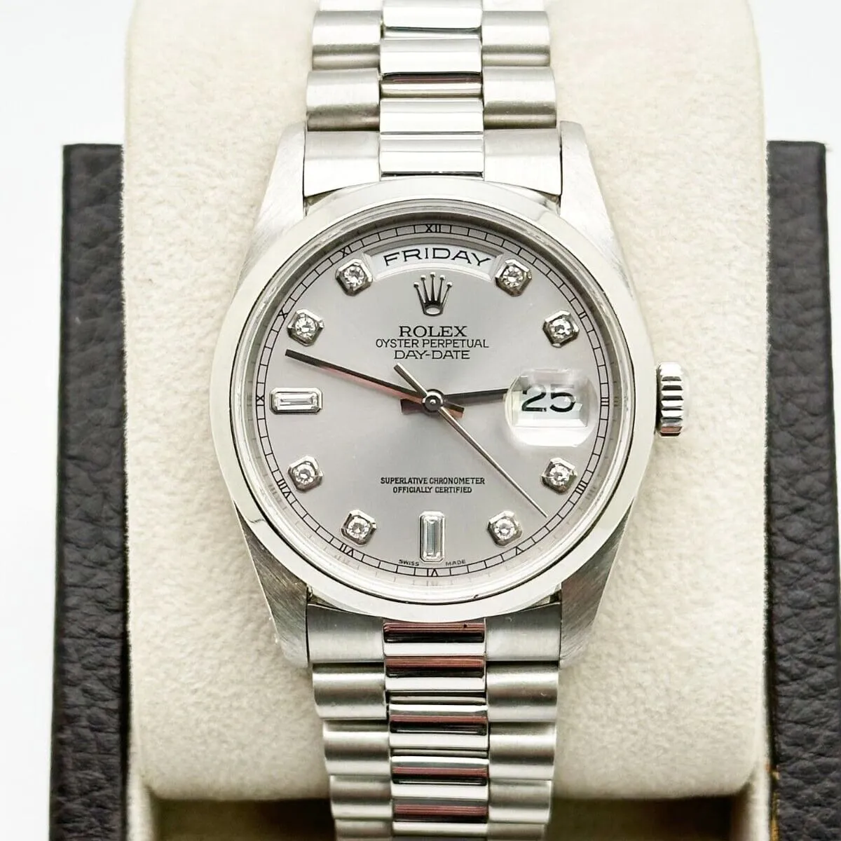 Rolex Day-Date 36 118206 36mm Platinum Silver