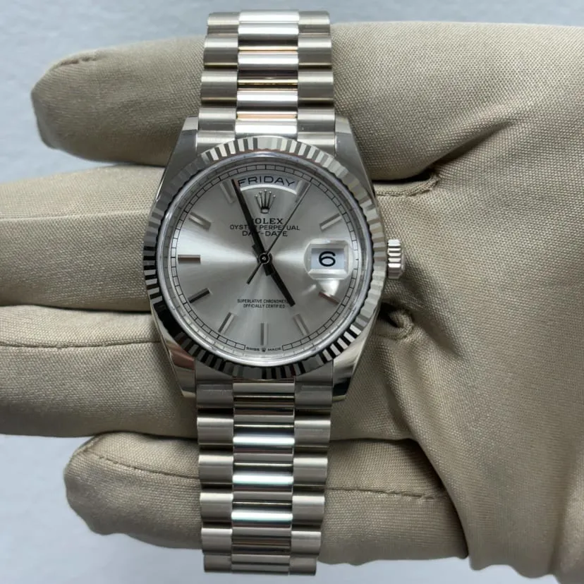 Rolex Day-Date 36 128239-0005 36mm 18k white gold Silver