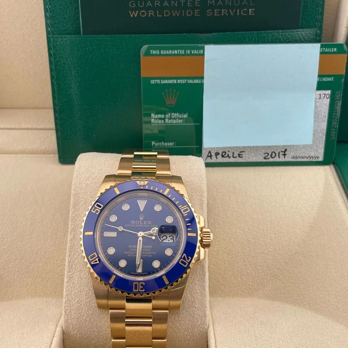 Rolex Submariner Date 116618LB-0003 40mm Yellow gold Blue 2