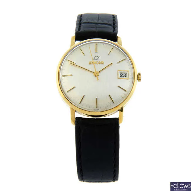 Enicar 34mm Yellow gold Silver