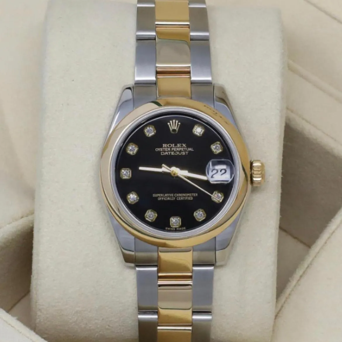 Rolex Datejust 31 178243-0051 31mm Yellow gold Black