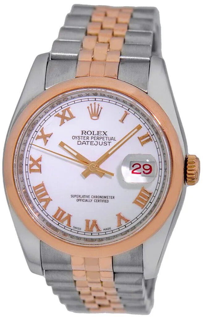 Rolex Datejust 36 116201-0074 36mm Rose gold White