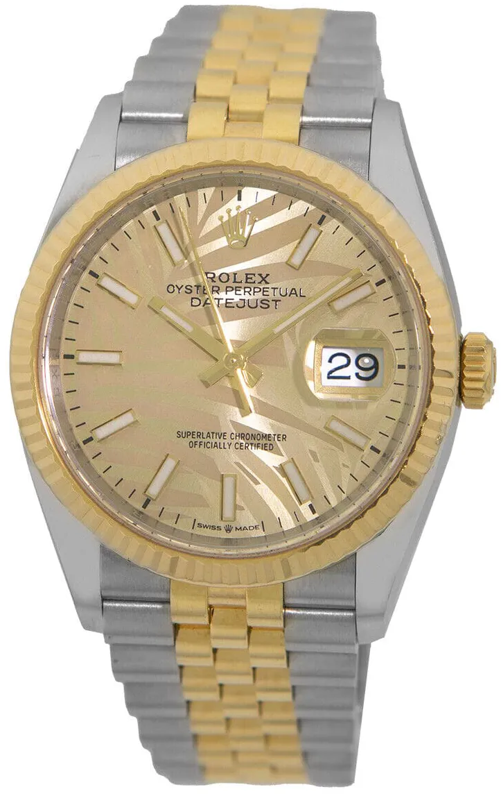 Rolex Datejust 36 126233-0037 36mm Yellow gold and Oystersteel Champagne