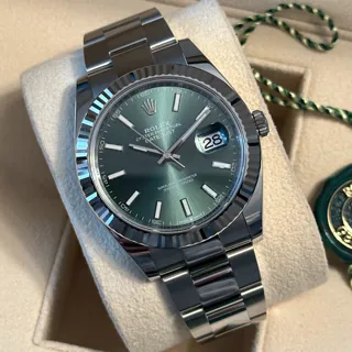 Rolex Datejust 41 126334-0027 White gold and Stainless steel Green