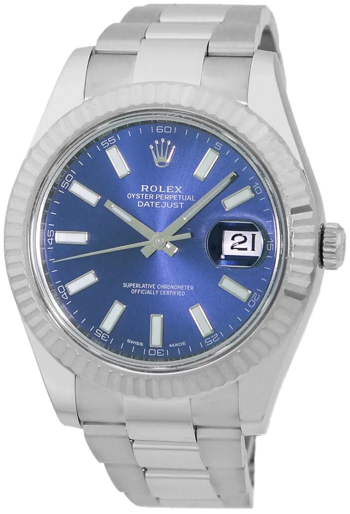 Rolex Datejust II 116334-0005 41mm White gold Blue