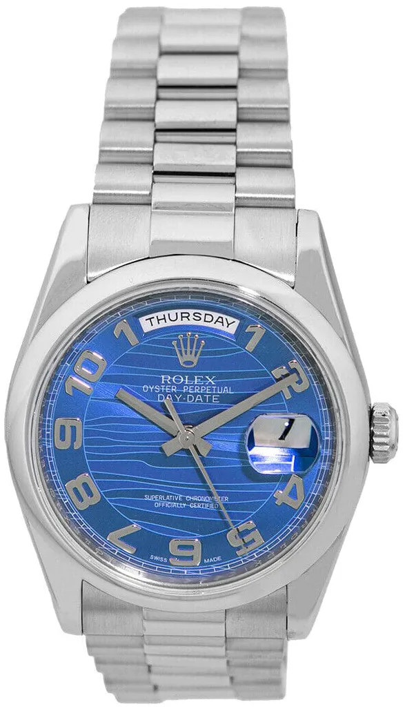 Rolex Day-Date 36 118206 36mm Platinum Blue