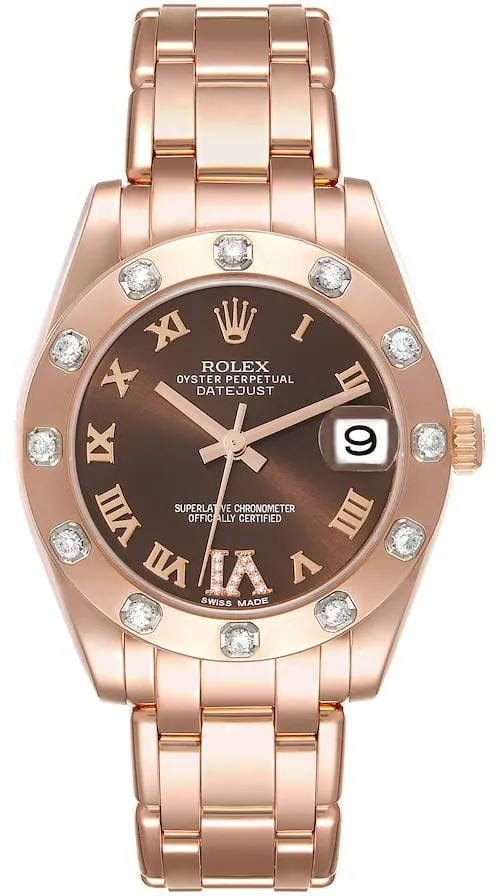 Rolex Pearlmaster 81315 34mm Rose gold Brown