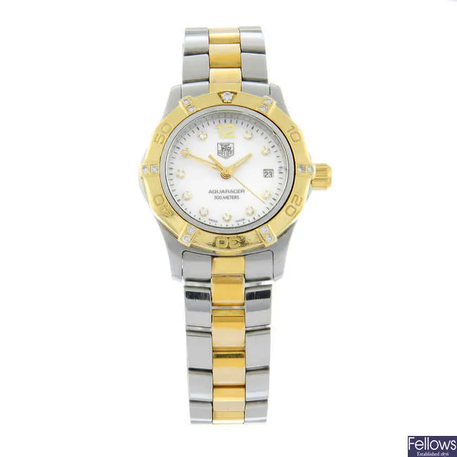TAG Heuer Aquaracer WAF1451 28mm Yellow gold, stainless steel and diamond-set Mother-of-pearl