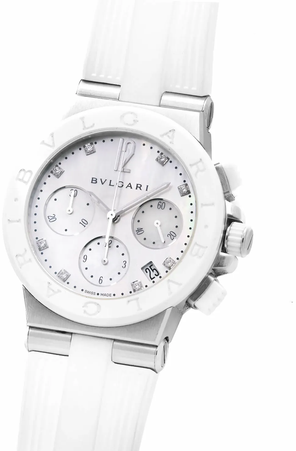 Bulgari Bulgari DG 37 SC CH 37mm Acciaio e ceramica bianca madreperla