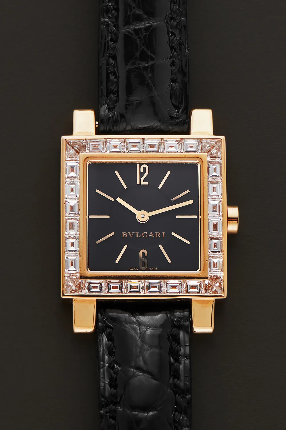 Bulgari SQ22GL 22mm Yellow gold and Diamond Black