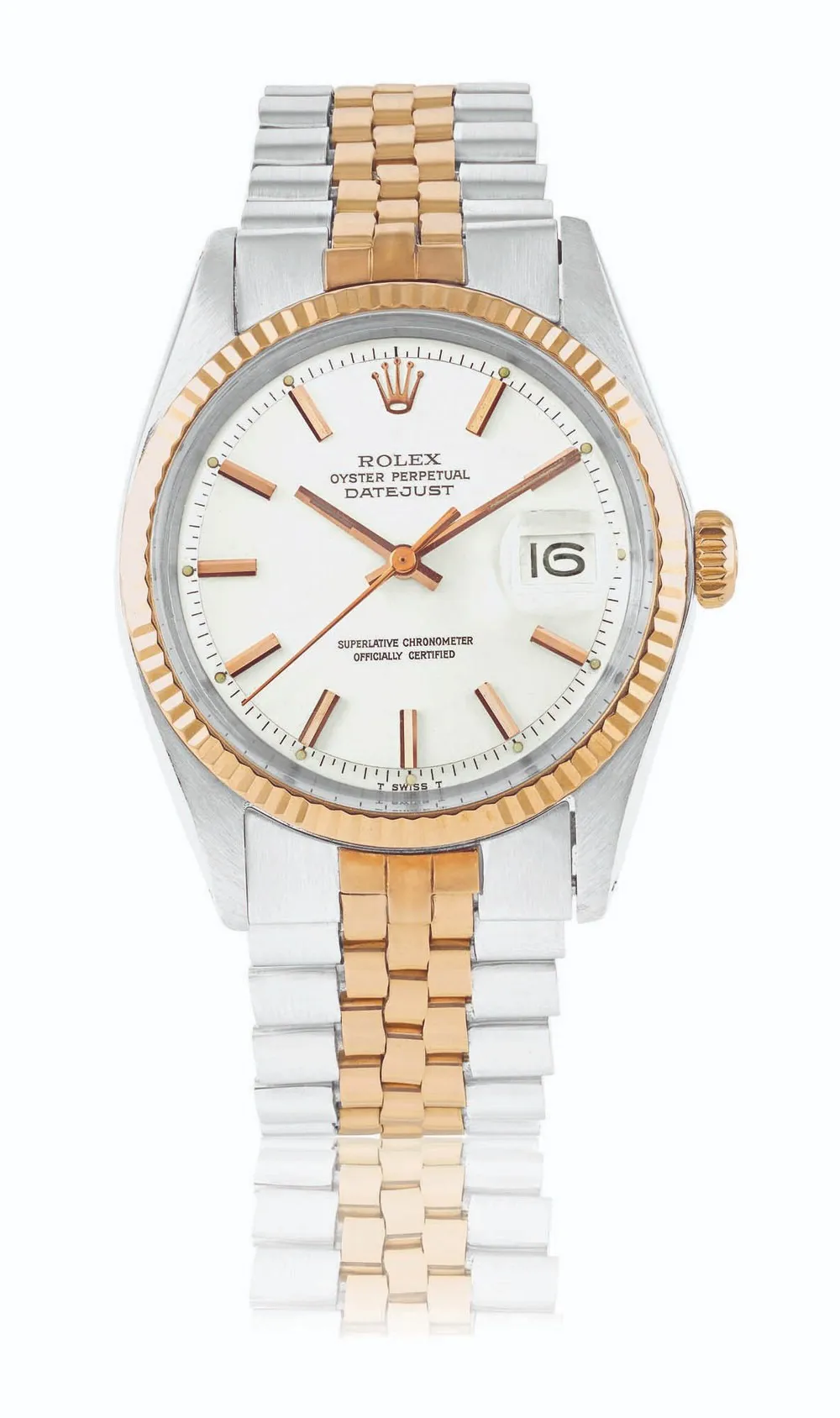 Rolex Datejust 1601 36mm Rose gold and stainless steel Ivory