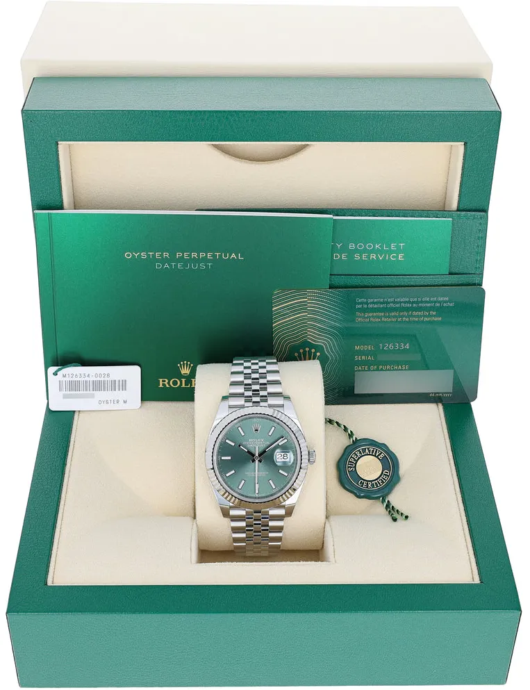 Rolex Datejust 41 126334-0028 41mm White gold and Oystersteel Green 3