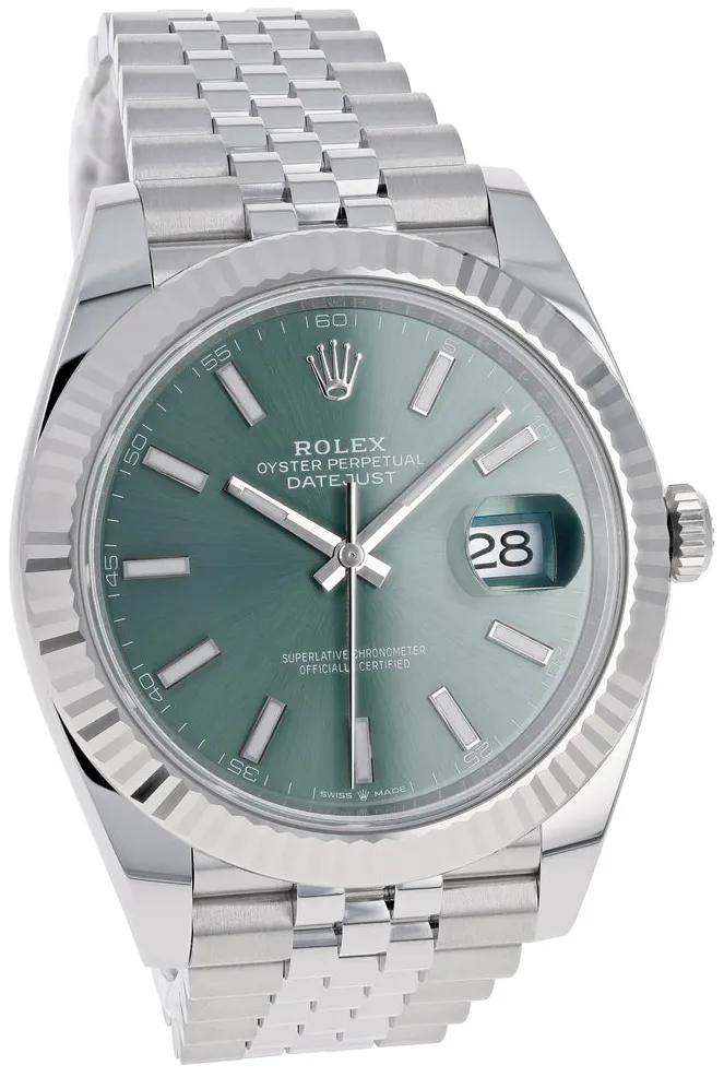 Rolex Datejust 41 126334-0028 41mm White gold and Oystersteel Green 5