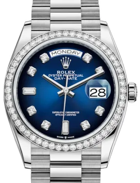 Rolex Day-Date 128239RBR 36mm White gold and Diamond Blue