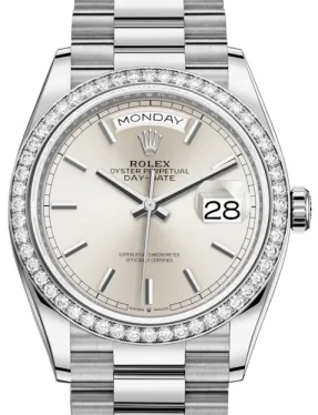 Rolex Day-Date 128239RBR 36mm White gold and Diamond Silver