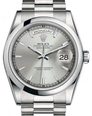 Rolex Day-Date 36 118206 36mm Platinum Silver